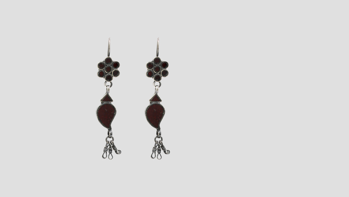 Sangeeta Boochra Handcrafted Floral Silver Danglers