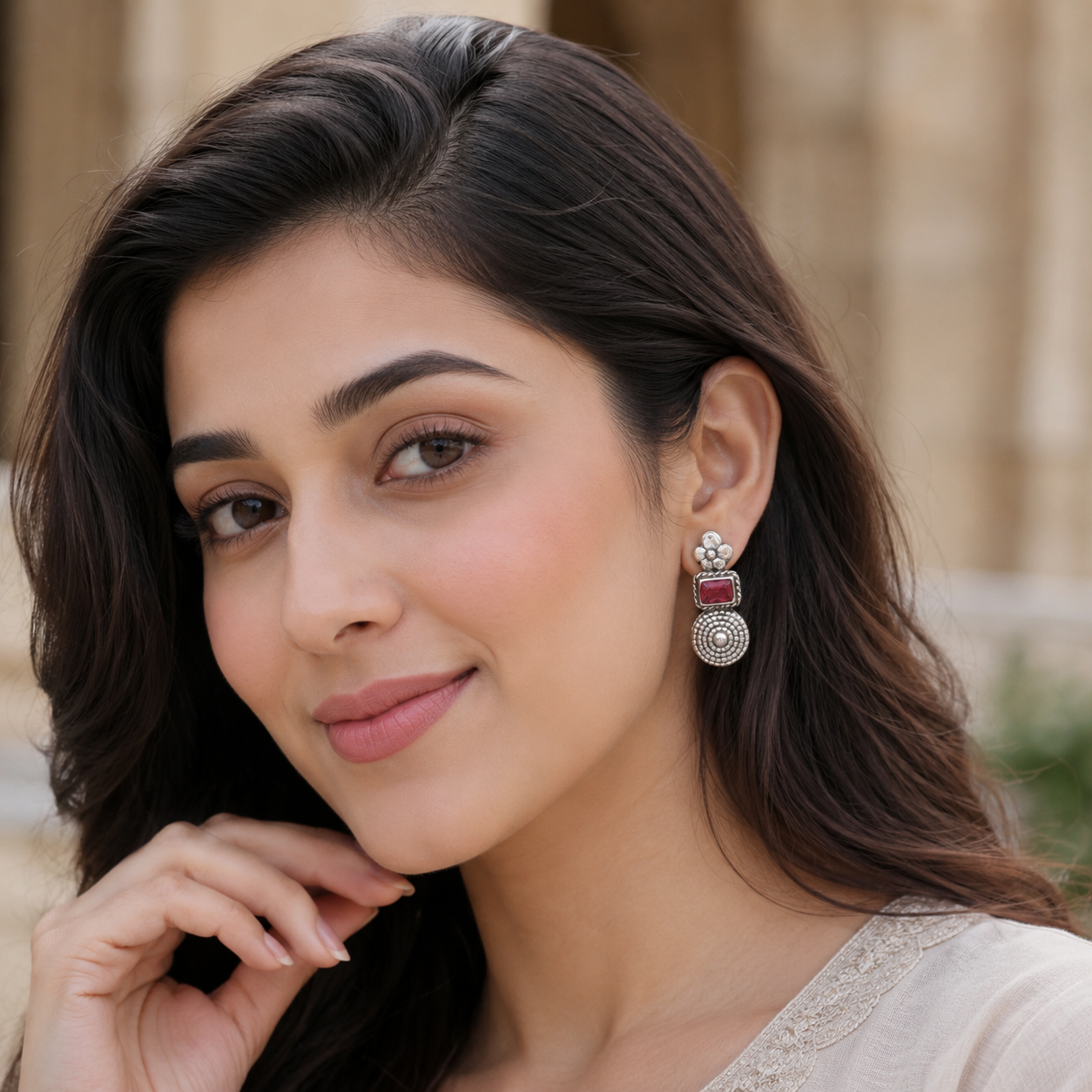 Sangeeta Boochra Handcrafted Floral Motif Oxidised Silver Heritage Earrings
