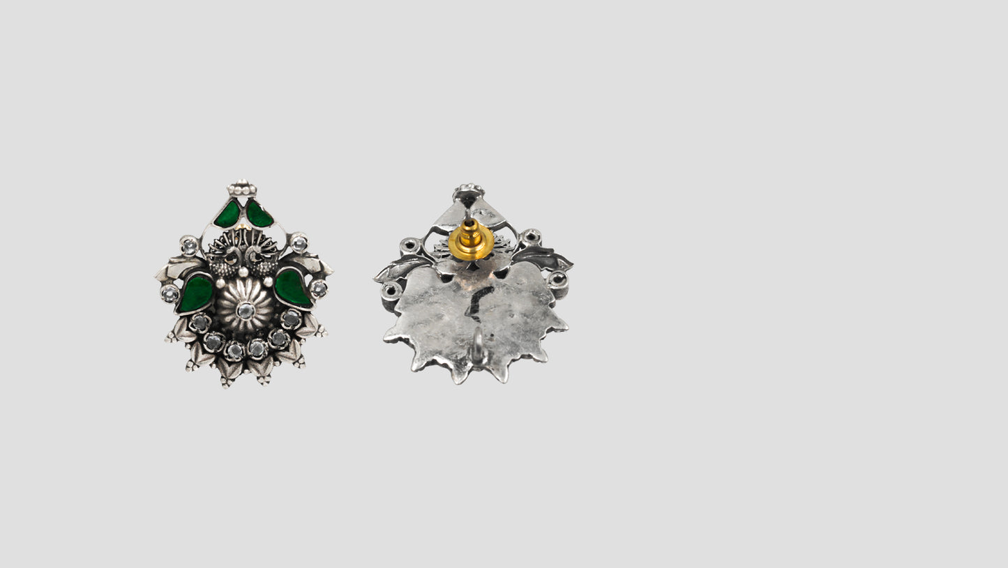 Sangeeta Boochra Classic Floral Antique Silver Earrings