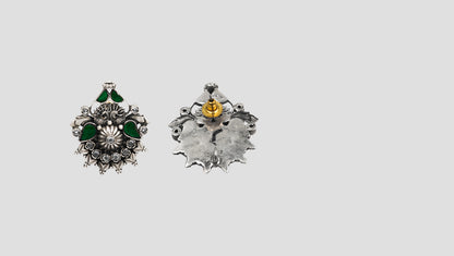 Sangeeta Boochra Classic Floral Antique Silver Earrings