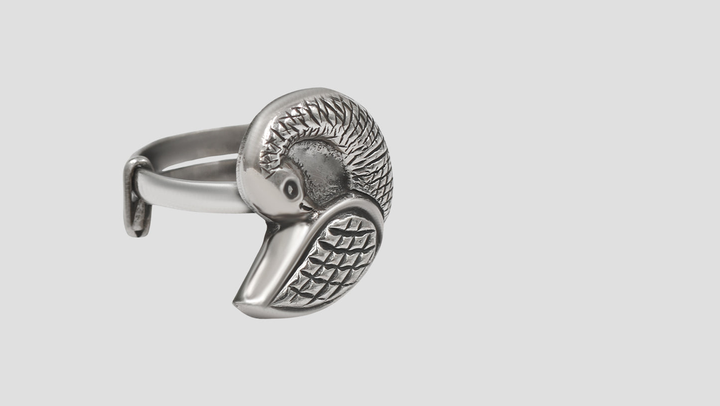 Sangeeta Boochra Heritage Peacock Adjustable Silver Ring