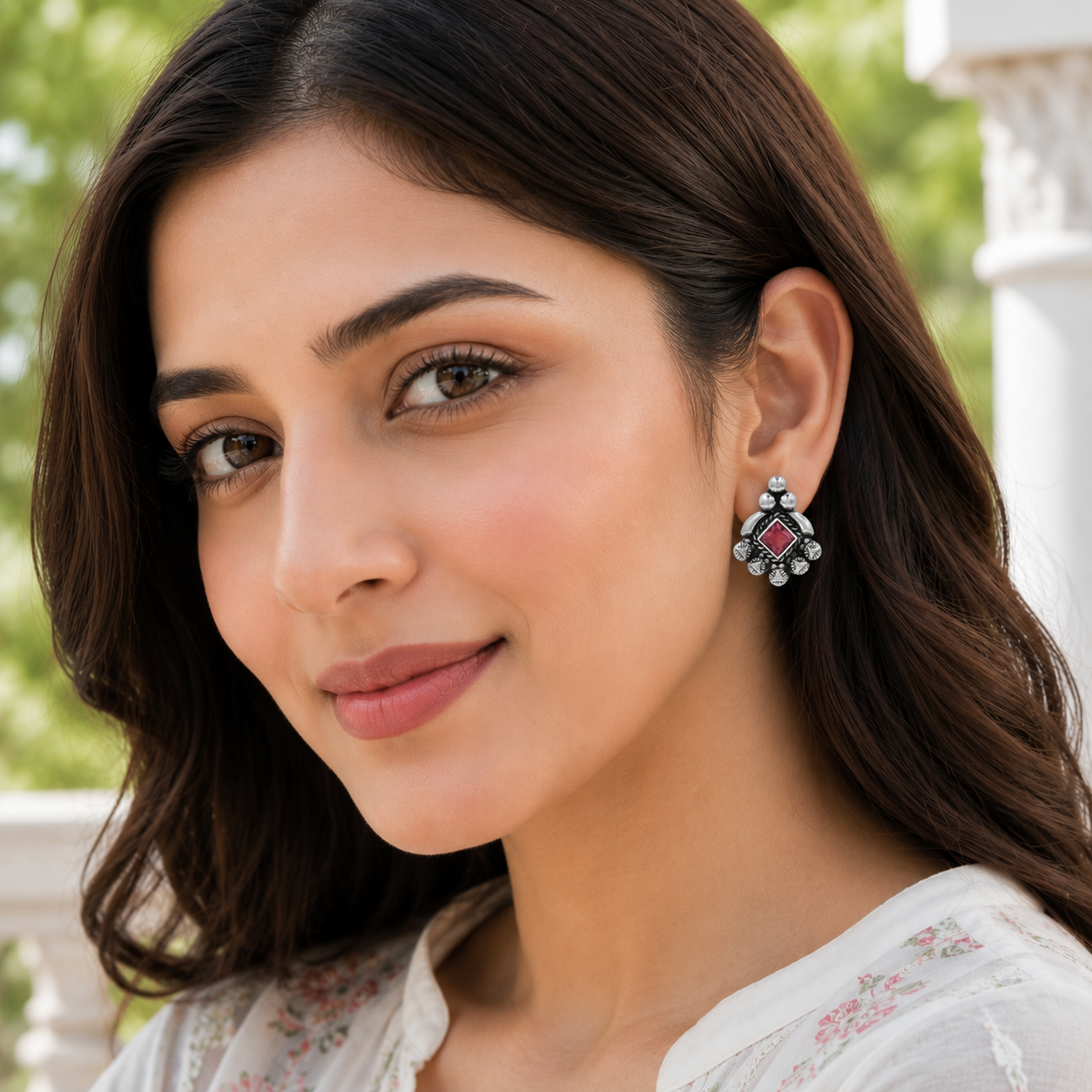 Sangeeta Boochra Handcrafted Oxidised Silver Contemporary Heritage Earrings