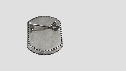 Handcrafted Oxidised Silver Statement Brooch with Floral Engraving and Green Stones | Sangeeta Boochra