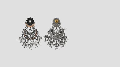 Sangeeta Boochra Antique Silver Earrings with Kundan & Pearl Detailing