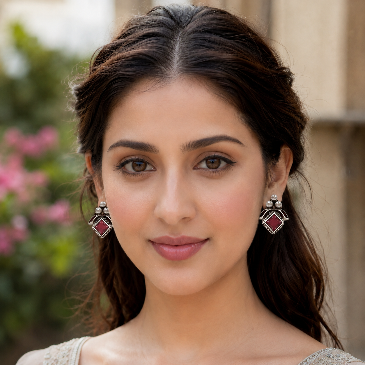 Sangeeta Boochra Handcrafted Oxidised Silver Contemporary Heritage Earrings