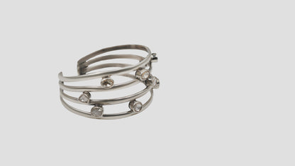 Sangeeta Boochra Designer Moissanite Sterling Silver Open Cuff Bracelet