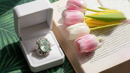 Sangeeta Boochra Oval Cut Stone Silver Statement Ring