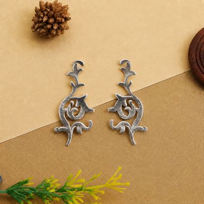 Sangeeta Boochra Oxidized Sterling Silver Vine Motif Earrings