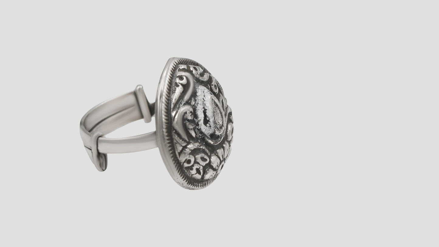 Sangeeta Boochra Artistic Oxidised Silver Ethnic Ring