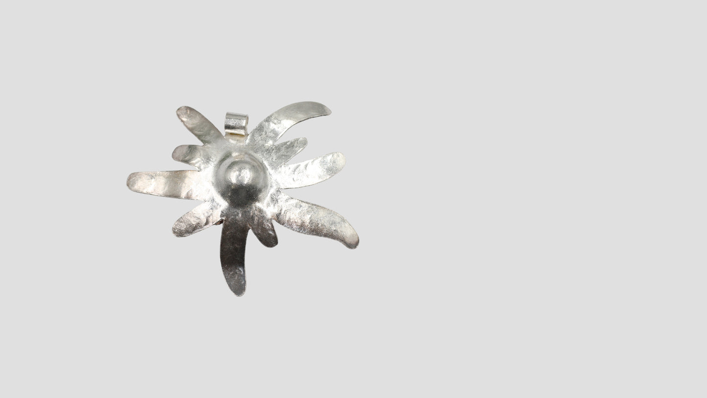 Artisan Textured Silver Bloom Pendant by Sangeeta Boochra
