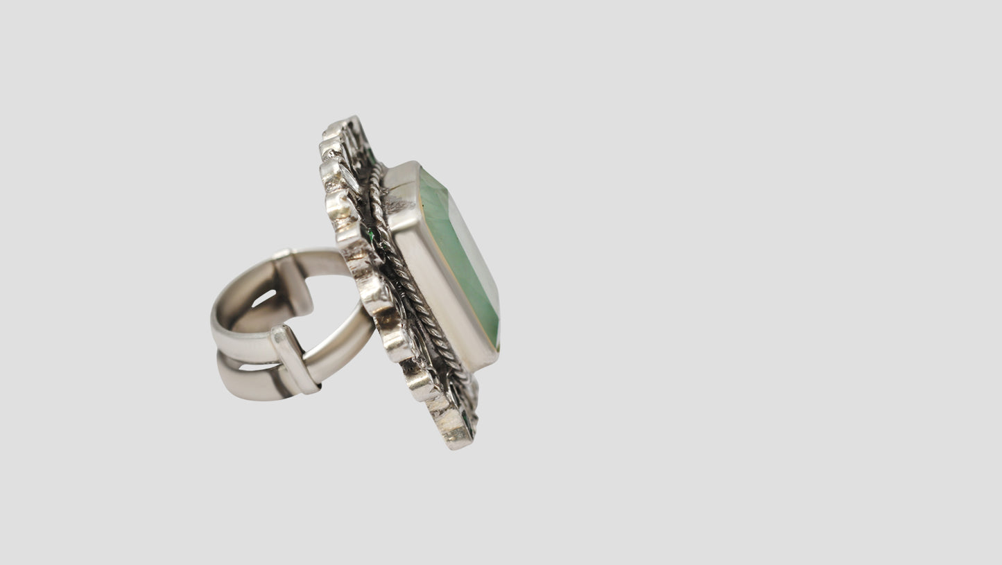 Sangeeta Boochra Vintage-Inspired Silver Ring with Handcrafted Details