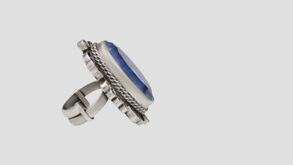 Sangeeta Boochra Handcrafted Blue Stone Silver Ring