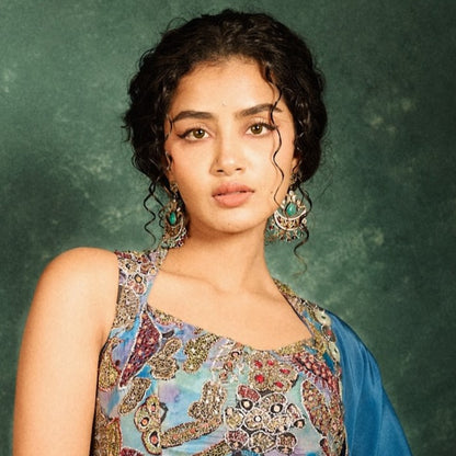 Anupama Parameswaran in Sangeeta Boochra’s Royal Silver Earring & Bangle Set