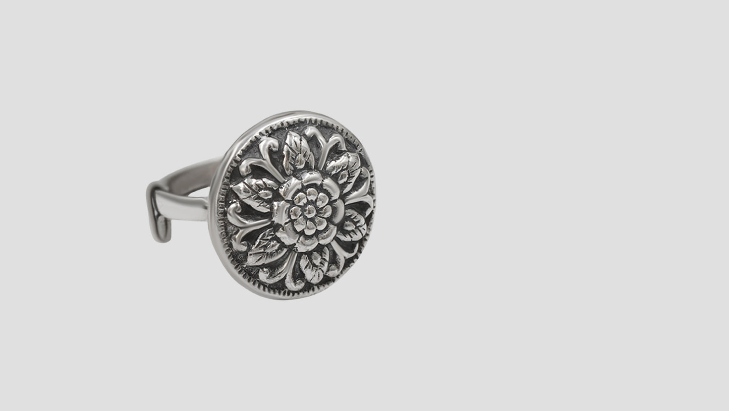 Sangeeta Boochra Antique Finish Silver Flower Ring
