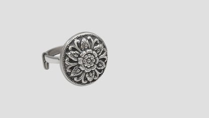 Sangeeta Boochra Antique Finish Silver Flower Ring