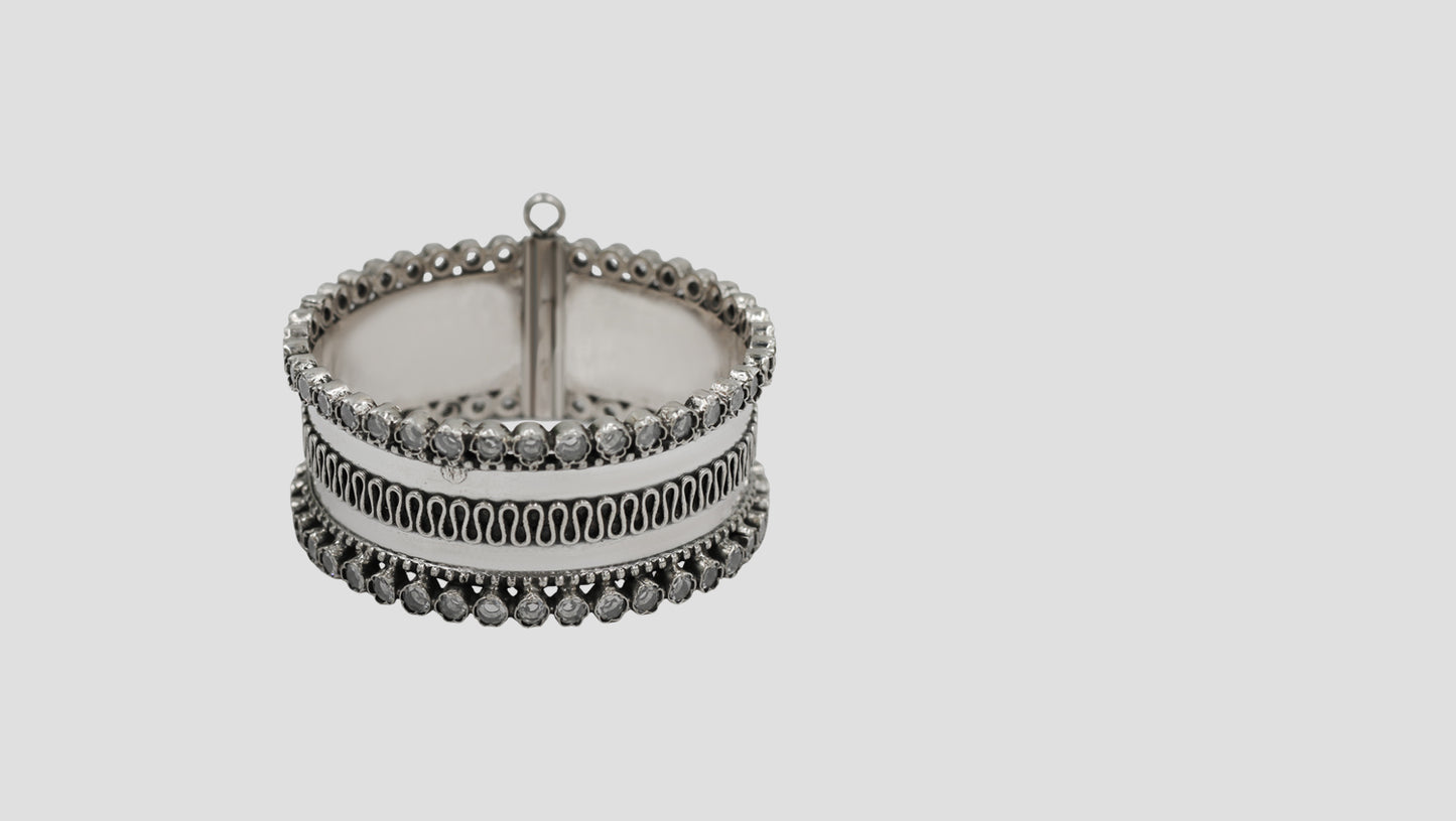 Sangeeta Boochra Oxidised Silver Statement Bangle
