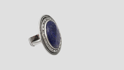 Sangeeta Boochra Signature Lapis Lazuli Statement Silver Ring