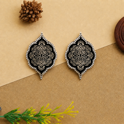 Sangeeta Boochra Handcrafted Oxidised Sterling Silver Heritage Stud Earrings