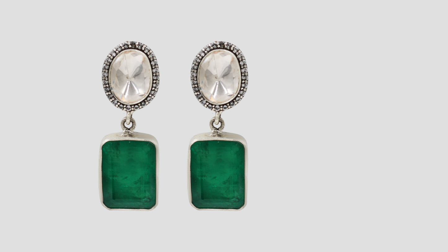 Sangeeta Boochra Elegant Green Stone Drop Earrings