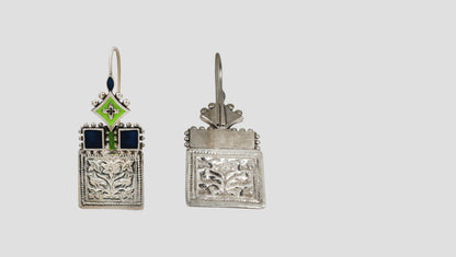 Sangeeta Boochra Contemporary Floral Silver Danglers