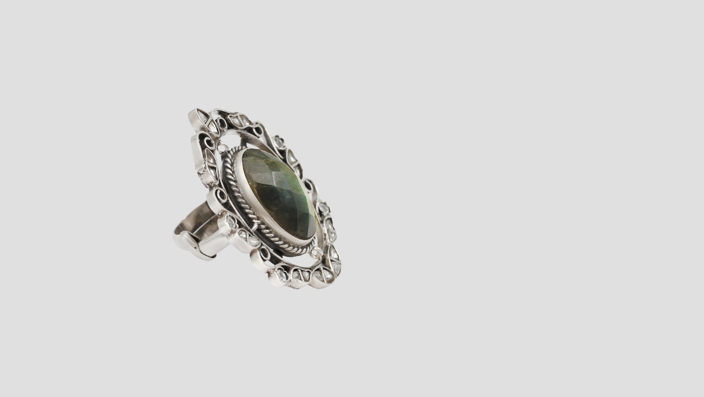 Sangeeta Boochra Ethnic Handcrafted Silver Statement Ring