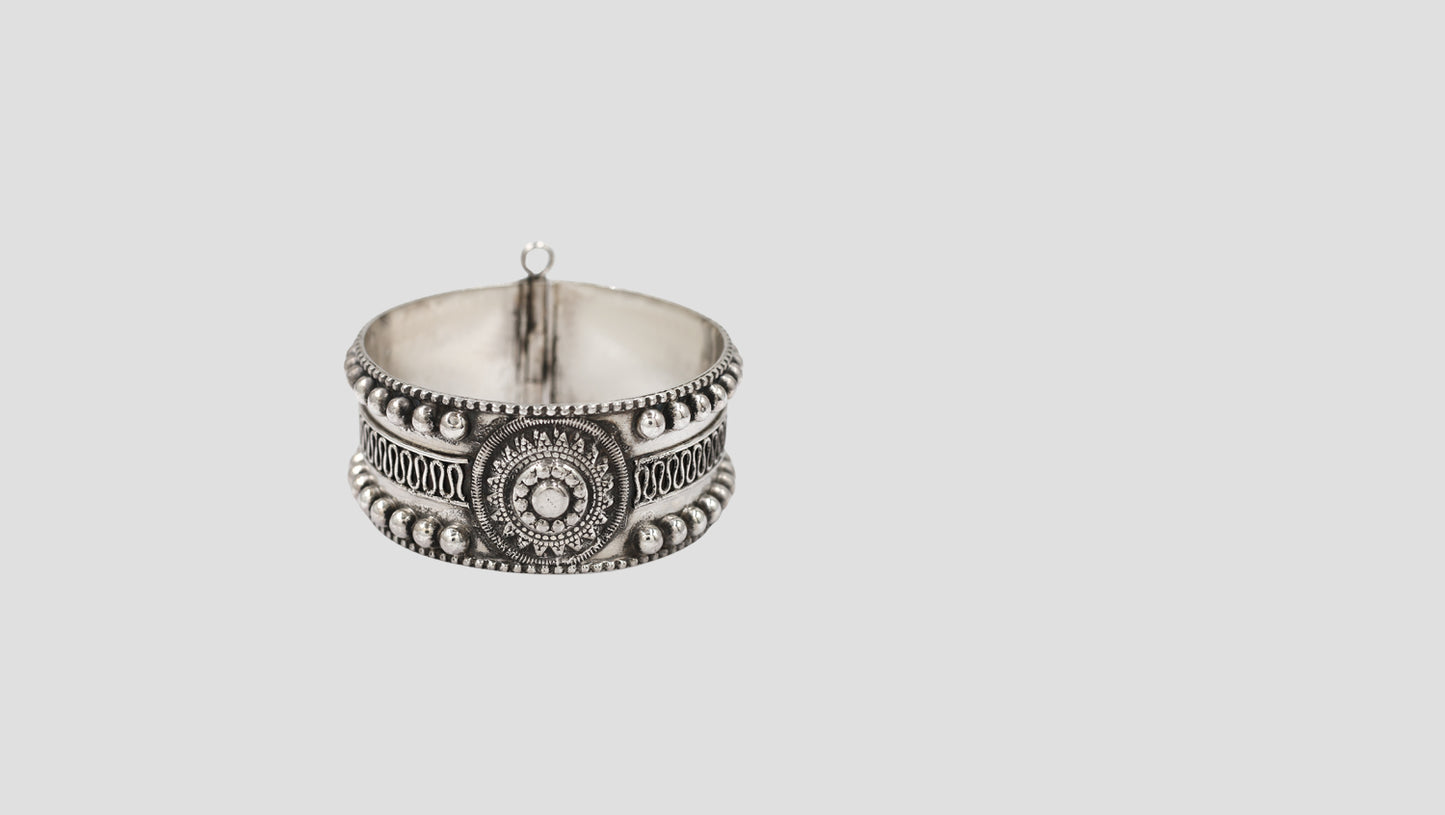 Statement Tribal Oxidised Silver Bangle by Sangeeta Boochra