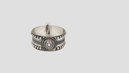 Statement Tribal Oxidised Silver Bangle by Sangeeta Boochra