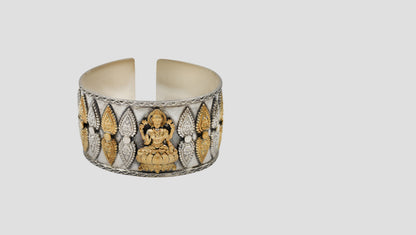 Heritage Goddess Motif Silver & Gold-Plated Statement Cuff
