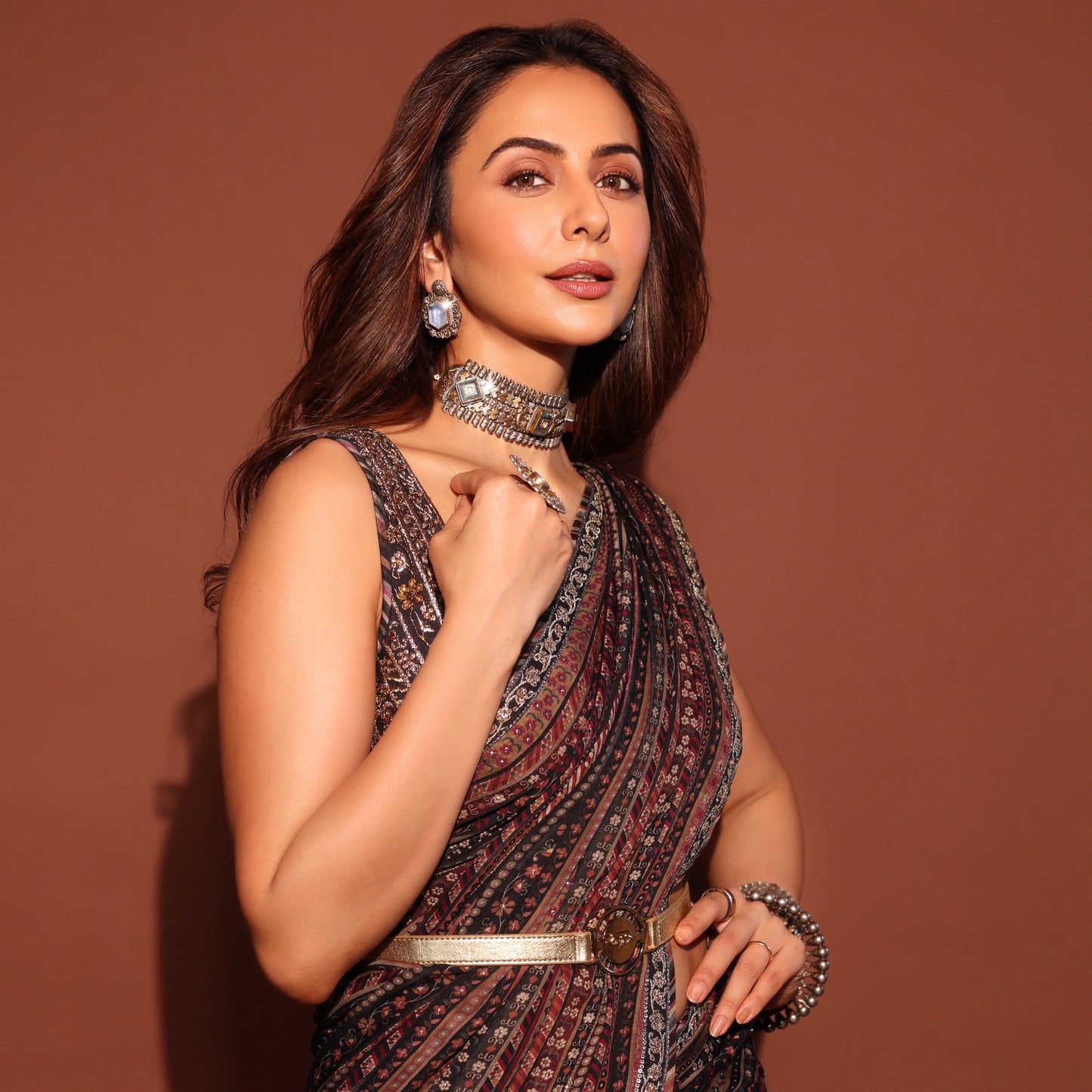 Sangeeta Boochra Silver Statement Jewellery Styled by Rakul Preet