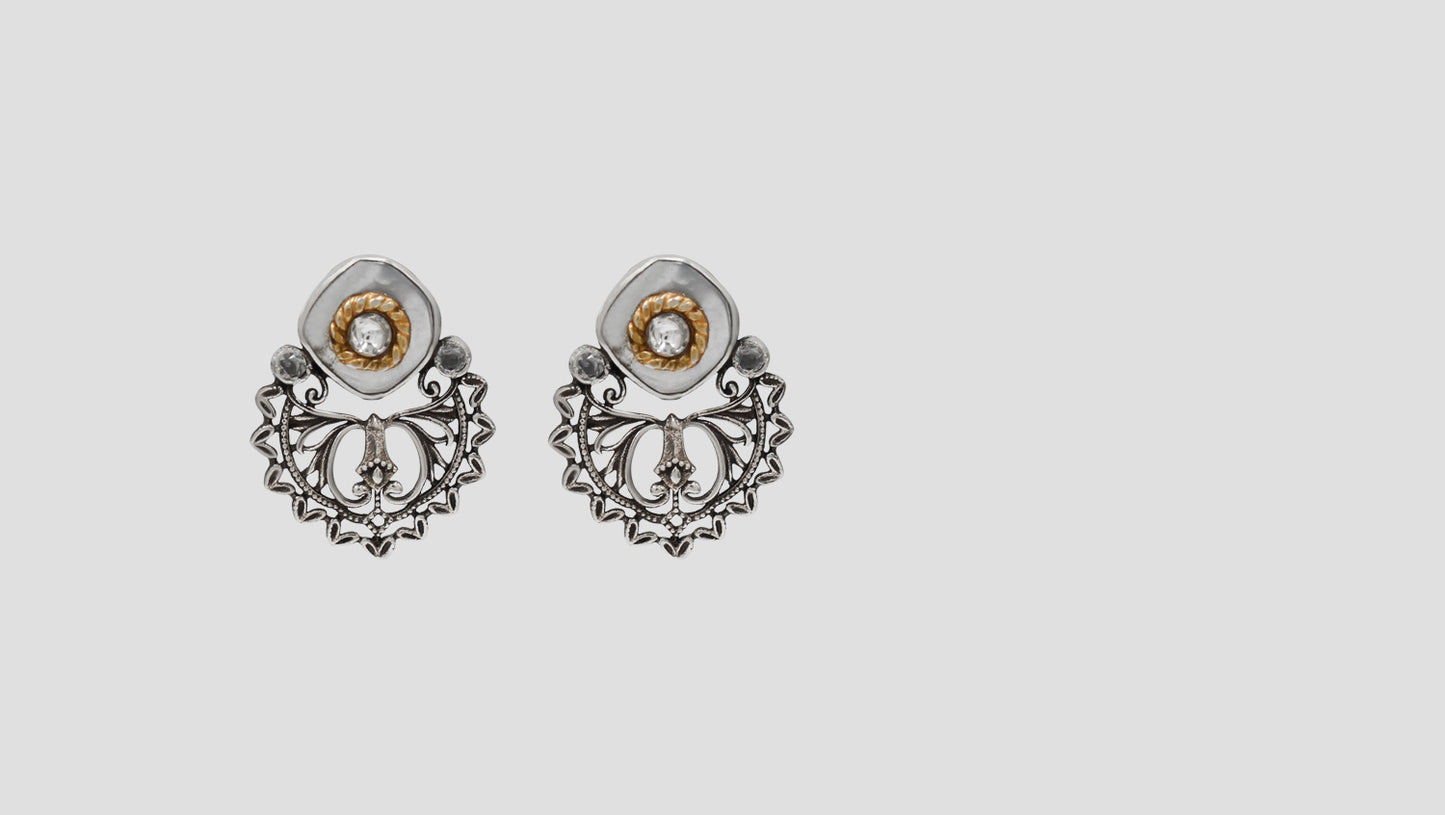 Elegant Tribal Silver Statement Earrings by Sangeeta Boochra
