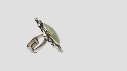 Sangeeta Boochra Handcrafted Green Stone Silver Ring