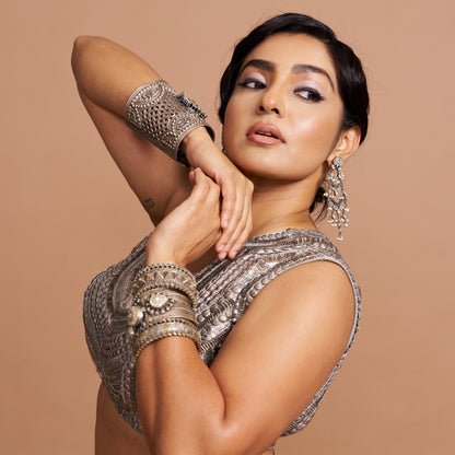Parvathy Thiruvothu Styles Sangeeta Boochra Statement Silver Jewellery