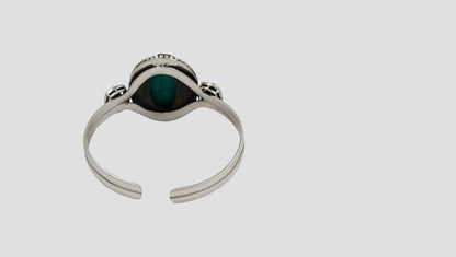 Sangeeta Boochra Silver Statement Bracelet with Turquoise-Tone Stone & Kundan Detailing