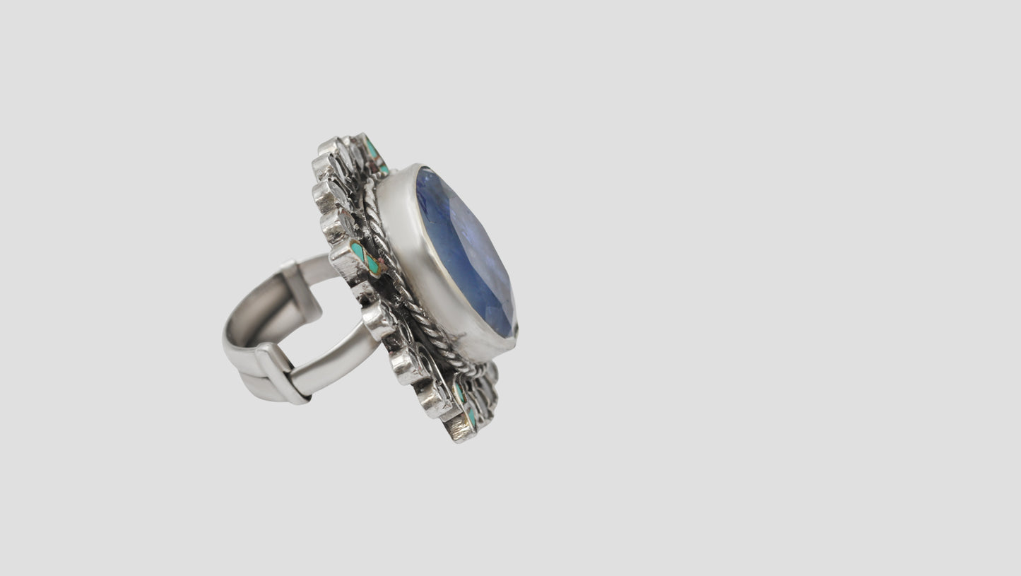 Sangeeta Boochra Heirloom Blue Gemstone Silver Ring