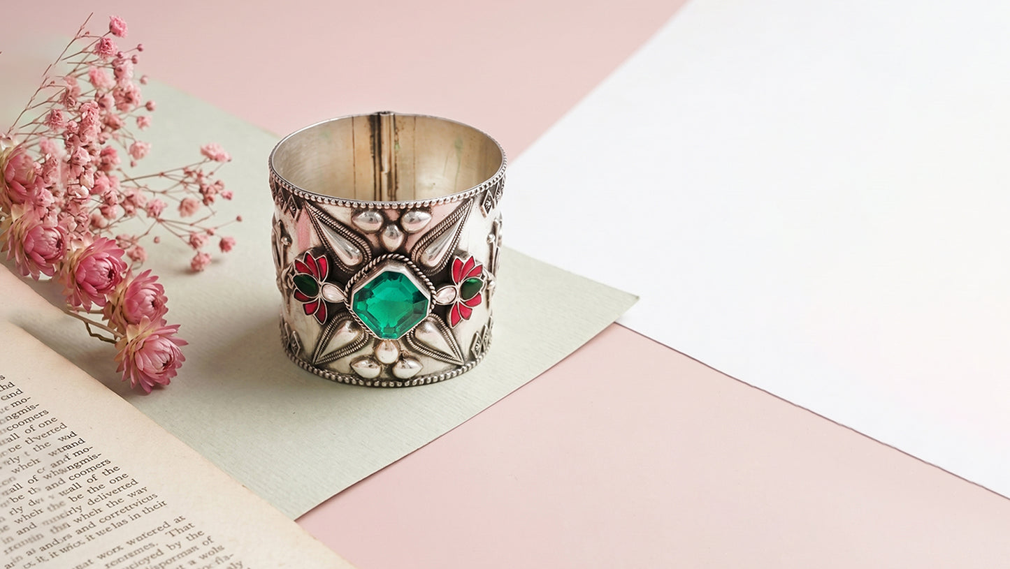 Sangeeta Boochra Traditional Statement Silver Bangle