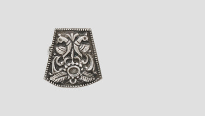 Royal Peacock Motif Silver Ring by Sangeeta Boochra