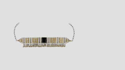 Sangeeta Boochra Tribal Dual Tone Oxidised Choker with Black Accent
