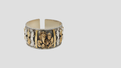 Traditional Dual-Tone Statement Cuff with Divine Motifs