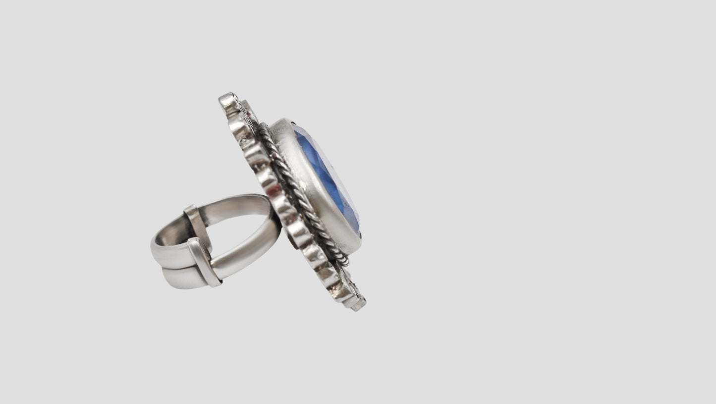 Sangeeta Boochra Royal Blue Stone Silver Statement Ring