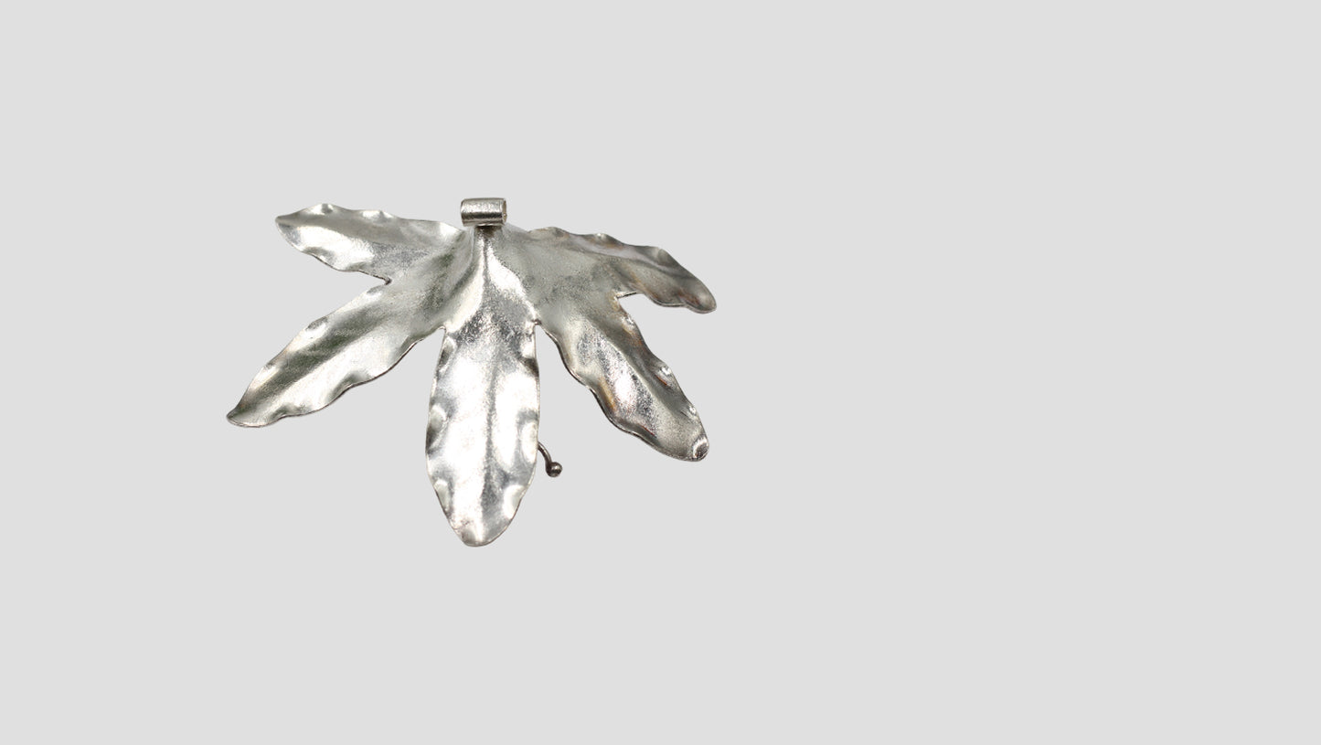 Sangeeta Boochra Oxidised Silver Leaf Cluster Pendant