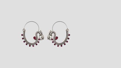 Sangeeta Boochra Heritage Ruby Silver Hoops