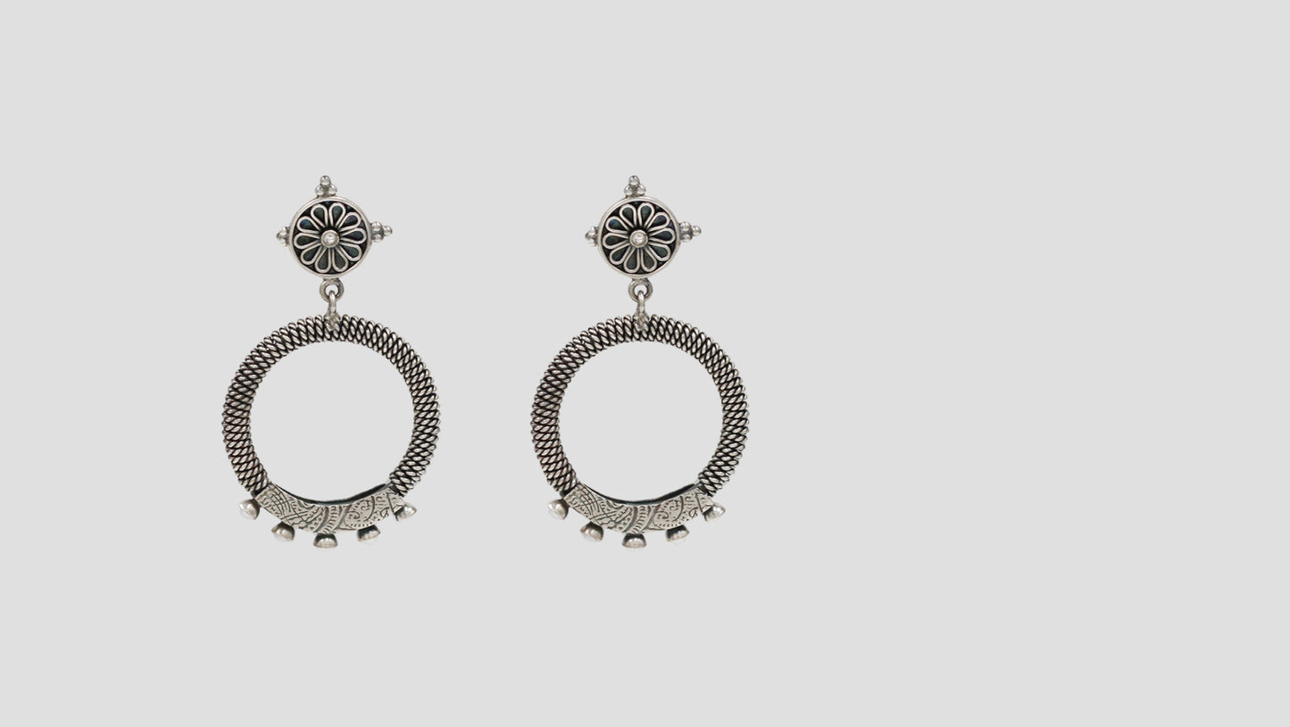 Handcrafted Tribal Silver Hoops by Sangeeta Boochra