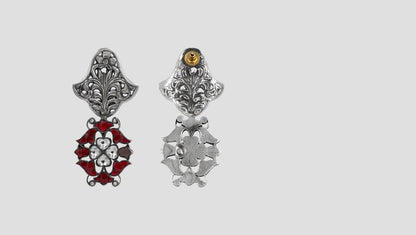 Sangeeta Boochra Antique Silver Floral Danglers