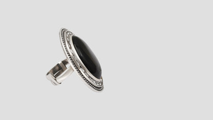 Sangeeta Boochra Midnight Onyx Silver Ring