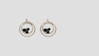 Sangeeta Boochra Dual Hoop Black Stone Silver Earrings