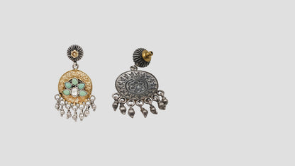 Sangeeta Boochra Artisan Dual Tone Silver Danglers