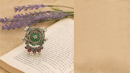 Sangeeta Boochra Handcrafted Silver Kundan Statement Ring