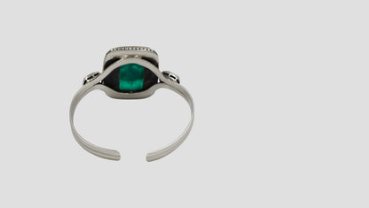 Sangeeta Boochra Artisan Kundan Green Stone Silver Bracelet