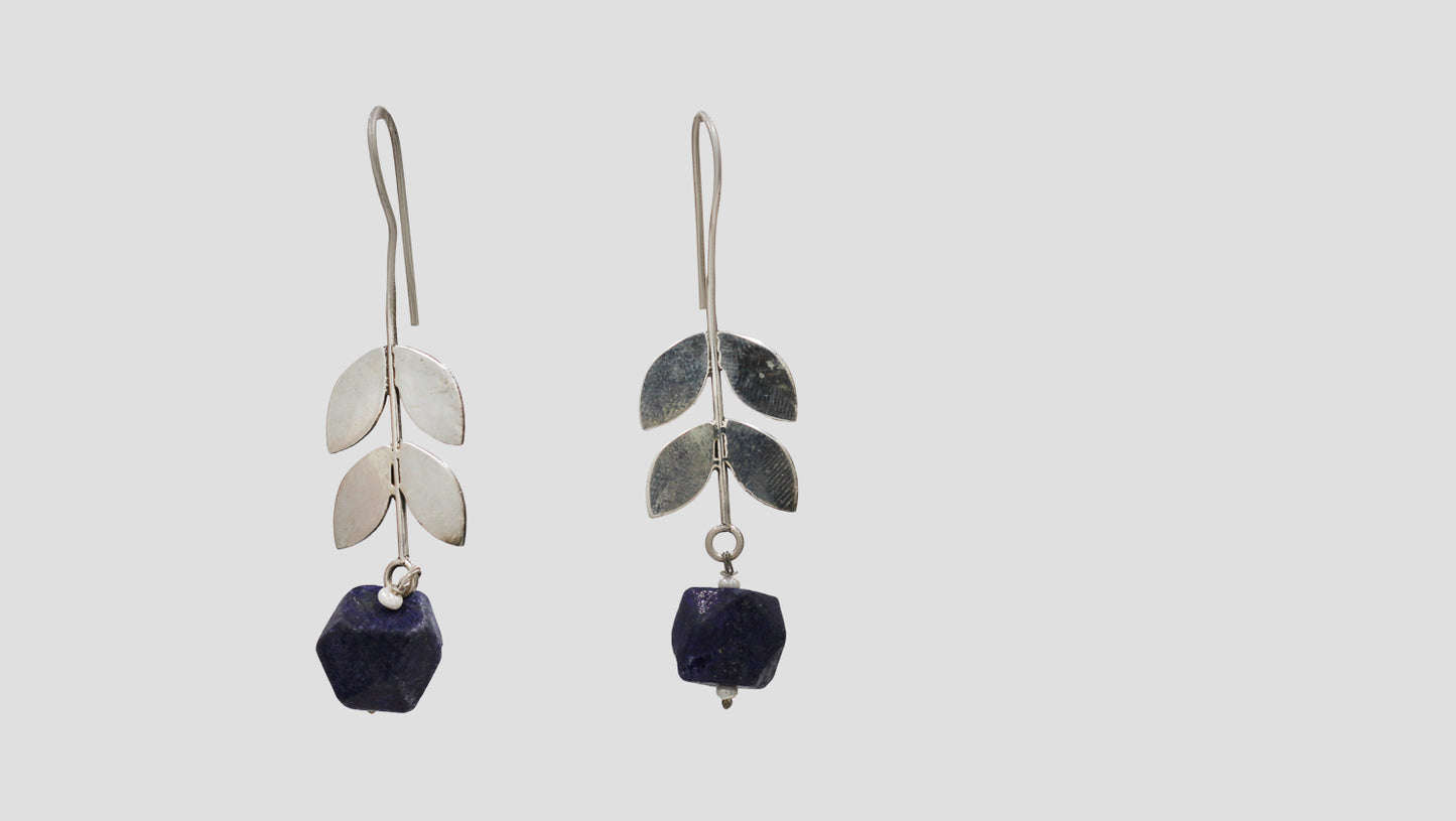 Sangeeta Boochra Lapis Stone Silver Danglers