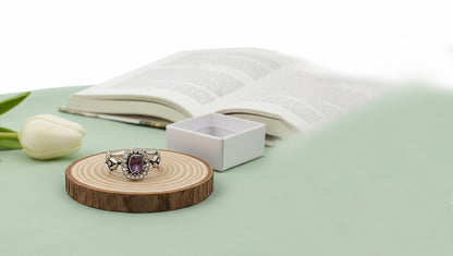 Elegant Purple Stone Floral Silver Bracelet – Sangeeta Boochra